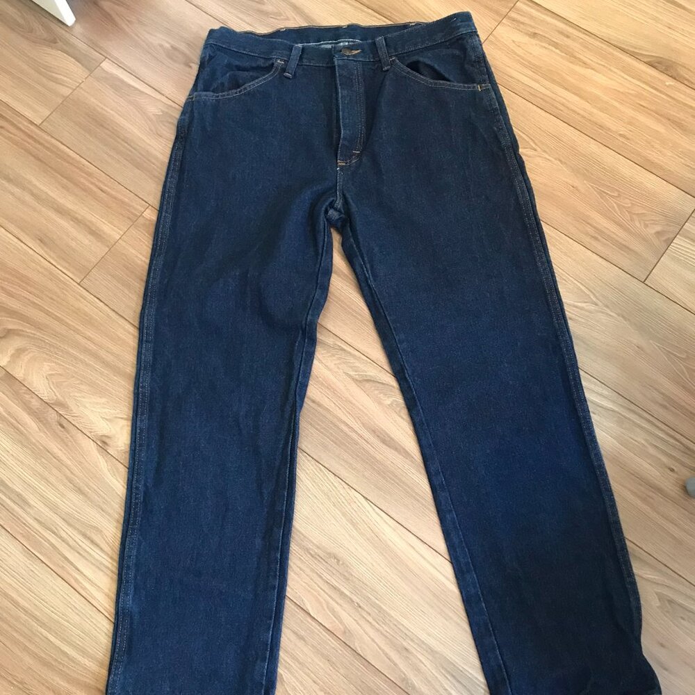 Rustler Men's Straight Leg Jeans 34x30 Dark Wash Blue Denim Made in Mexico